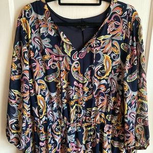 Lane Bryant Navy Floral Print High-low Dress Plus 26/28